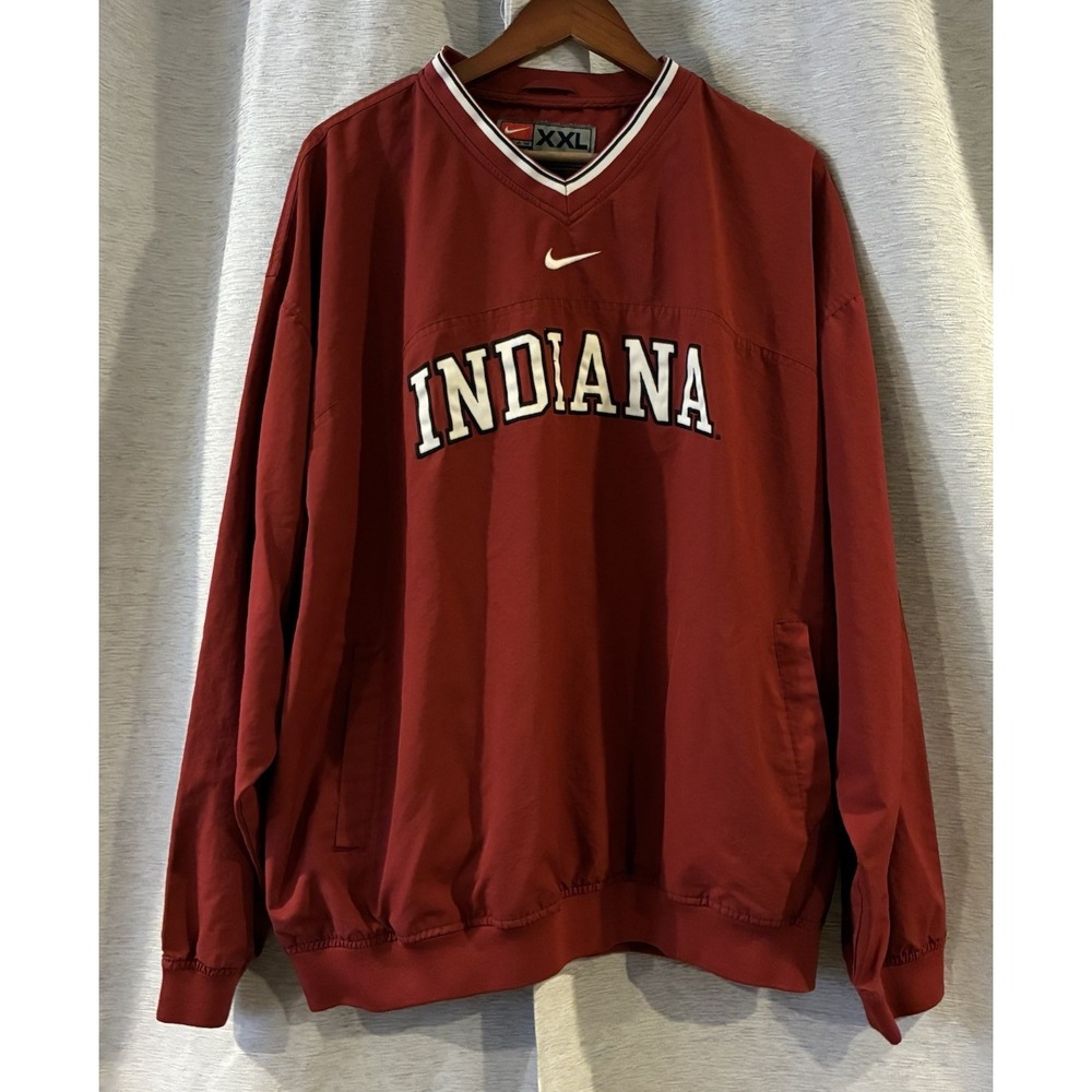 Nike Team Indiana Hoosiers Pullover Windbreaker Jacket Red XXL Center Swoosh